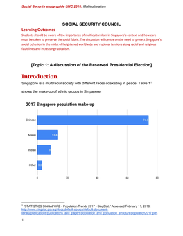 Introduction Singapore Is a Multiracial Society with Different Races Coexisting in Peace