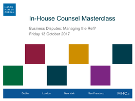 In-House Counsel Masterclass
