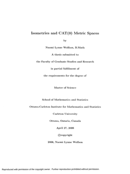 Isometries and CAT(O) Metric Spaces