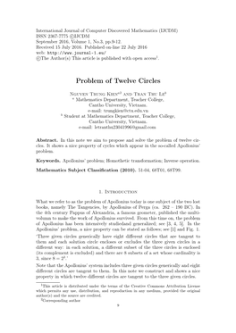 Nguyen Trung Kien and Tran Thu Le, Problem of Twelve Circles, Pp.9-12