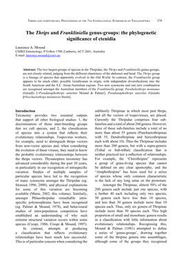 The Thrips and Frankliniella Genus-Groups: the Phylogenetic Significance of Ctenidia