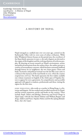 A History of Nepal John Whelpton Frontmatter More Information