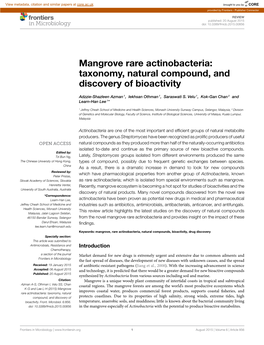 Mangrove Rare Actinobacteria: Taxonomy, Natural Compound, and Discovery of Bioactivity