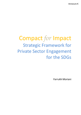 Compact for Impact Strategic Framework for Private Sector Engagement for the Sdgs