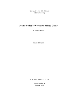 Jean Sibelius's Works for Mixed Choir