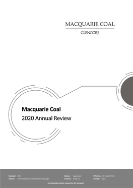 Macquarie Coal 2020 Annual Review