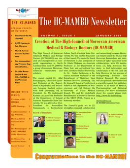 HC-MAMBD the HC-MAMBD Newsletter SPECIAL POINTS of INTEREST