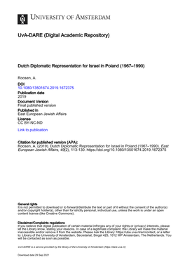 Dutch Diplomatic Representation for Israel in Poland (1967–1990)
