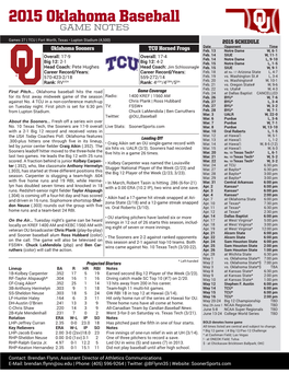 2015 Oklahoma Baseball GAME NOTES