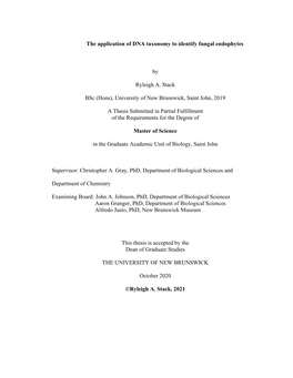 The Application of DNA Taxonomy to Identify Fungal Endophytes By