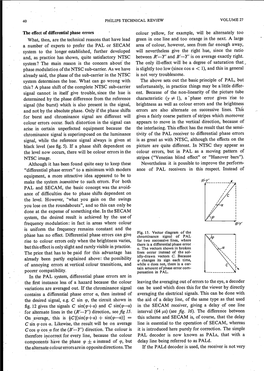 A 'Phase Error Gives Rise to Colour Errors, but in PAL As a Moving Pattern of Ance of PAL Receivers in T