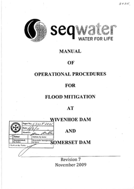 Manual of Operational Procedures for Flood Mitigation at Wivenhoe Dam and Somerset Dam