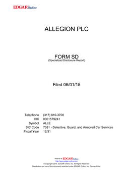 Allegion Plc Form Sd