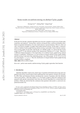 Some Results on Uniform Mixing on Abelian Cayley Graphs