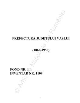 Prefectura Judetului Vaslui 1862-1950