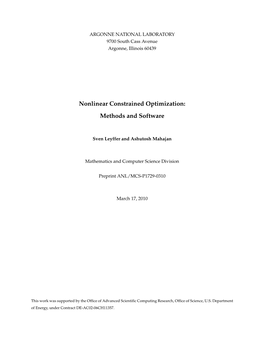 Nonlinear Constrained Optimization: Methods and Software