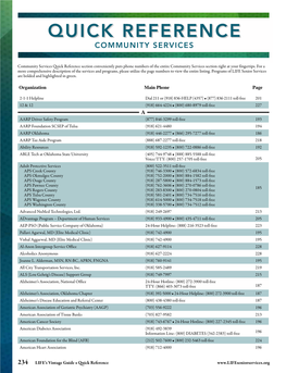 Quick Reference Community Services