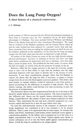 Does the Lung Pump Oxygen? a Short History of a Classical Controversy