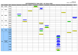 GOTTESDIENSTE 07. März 2022 – 26. Februar 2023