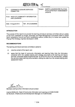 North Lanarkshire Playing Pitch Strategy Assessment Update