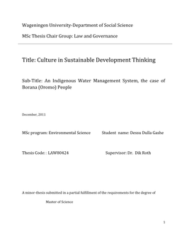 Culture in Sustainable Development Thinking