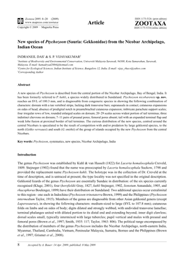 Zootaxa, New Species of Ptychozoon (Sauria: Gekkonidae) from the Nicobar Archipelago