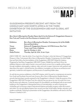 Guggenheim Presents Recent Art from the Middle East and North Africa in the Third Exhibition of the Guggenheim Ubs Map Global Art Initiative