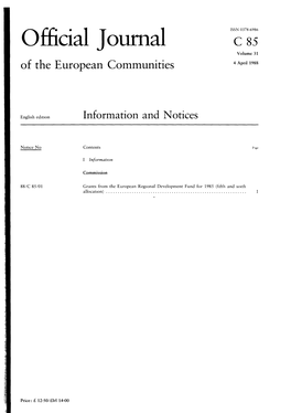 Omcial J Ournal C 85 Volume 31 of the European Communities 4 Apnl 1988