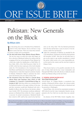 PAKISTAN: NEW Generalsn on the BLOCK