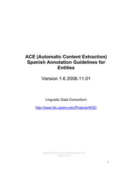 Spanish Annotation Guidelines for Entities Version 1.6 2006.11.01