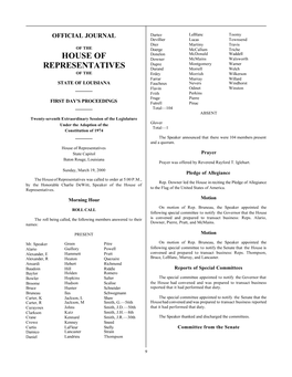 Louisiana House of Representatives: ITEM NO