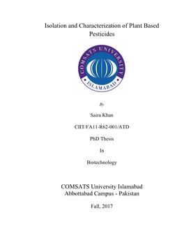 Isolation and Characterization of Plant Based Pesticides