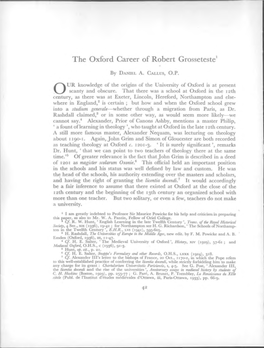 The Oxford Career of Robert Grosseteste'