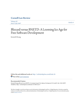 Blizzard Versus BNETD: a Looming Ice Age for Free Software Development Kenneth Hwang