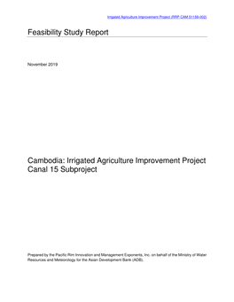 FEASIBILITY STUDY REPORT: CANAL 15 SUBPROJECT Page Ii