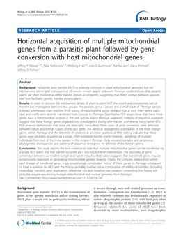 Horizontal Acquisition of Multiple Mitochondrial Genes from a Parasitic Plant Followed by Gene Conversion with Host Mitochondria