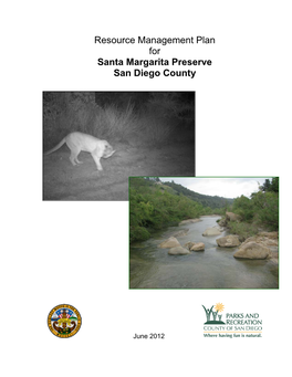 Resource Management Plan for Santa Margarita Preserve San Diego County