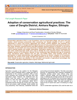 Adoption of Conservation Agricultural Practices: the Case of Dangila District, Amhara Region, Ethiopia