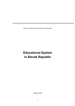 Educational System in Slovak Republic