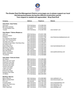 The Greater East End Management District Encourages You to Please Support Our Local Harrisburg Businesses During This Difficult Construction Period