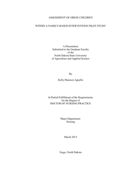 Assessment of Obese Children Within a Family-Based Intervention Pilot Study