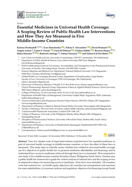 Essential Medicines in Universal Health Coverage: a Scoping Review of Public Health Law Interventions and How They Are Measured in Five Middle-Income Countries