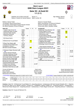 Al-Sadd SC 1:1 (1:1)