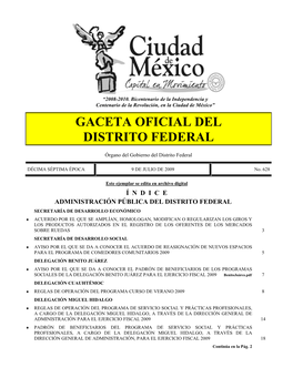 Gaceta Oficial Del Distrito Federal