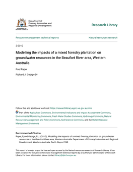 Modelling the Impacts of a Mixed Forestry Plantation on Groundwater Resources in the Beaufort River Area, Western Australia