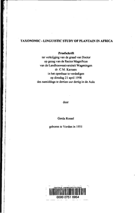 Taxonomic-Linguistic Study of Plantain in Africa / Gerdarossel