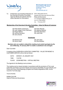 (Public Pack)Agenda Document for Overview & Scrutiny Committee