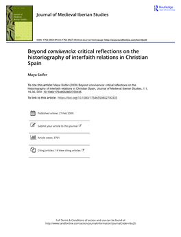 Beyond Convivencia: Critical Reflections on the Historiography of Interfaith Relations in Christian Spain