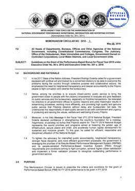 Memorandum Circular No. 2018-1 Dated May, 28, 2018