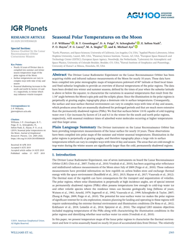 Seasonal Polar Temperatures on the Moon 10.1029/2019JE006028 J.‐P